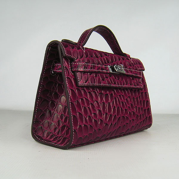 AAA Hermes Kelly 22 CM France Python Leather Handbag Wine H008 On Sale